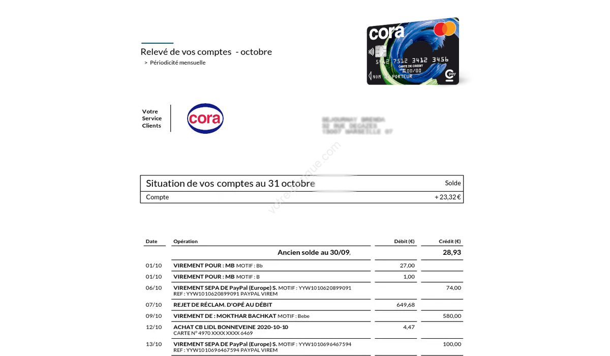 Relevé de compte carte Cora : consultez vos dépenses facilement
